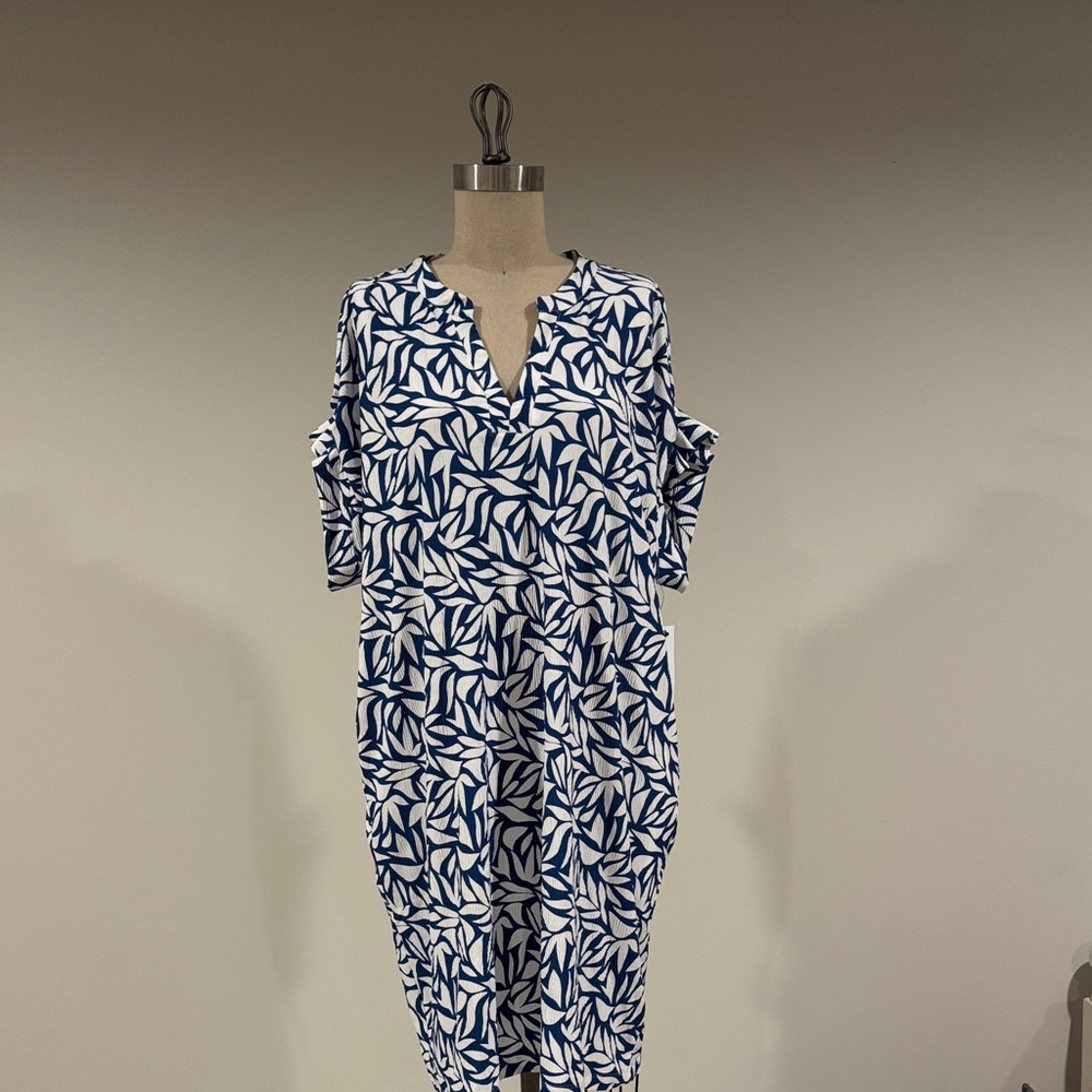 Tribal Navy and White Leaf Print Jumpsuit